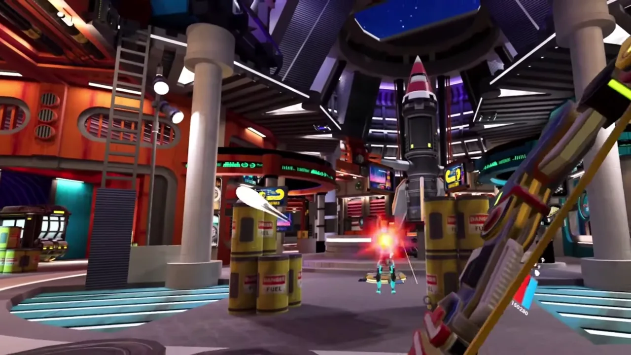 First-person bow combat inside the Bow-Bots arena